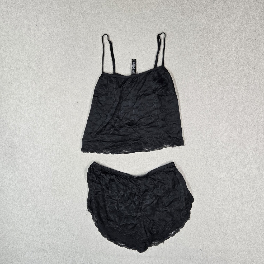 Skim Women Tank Top M Black Lace Triangle Cami &  Short Set